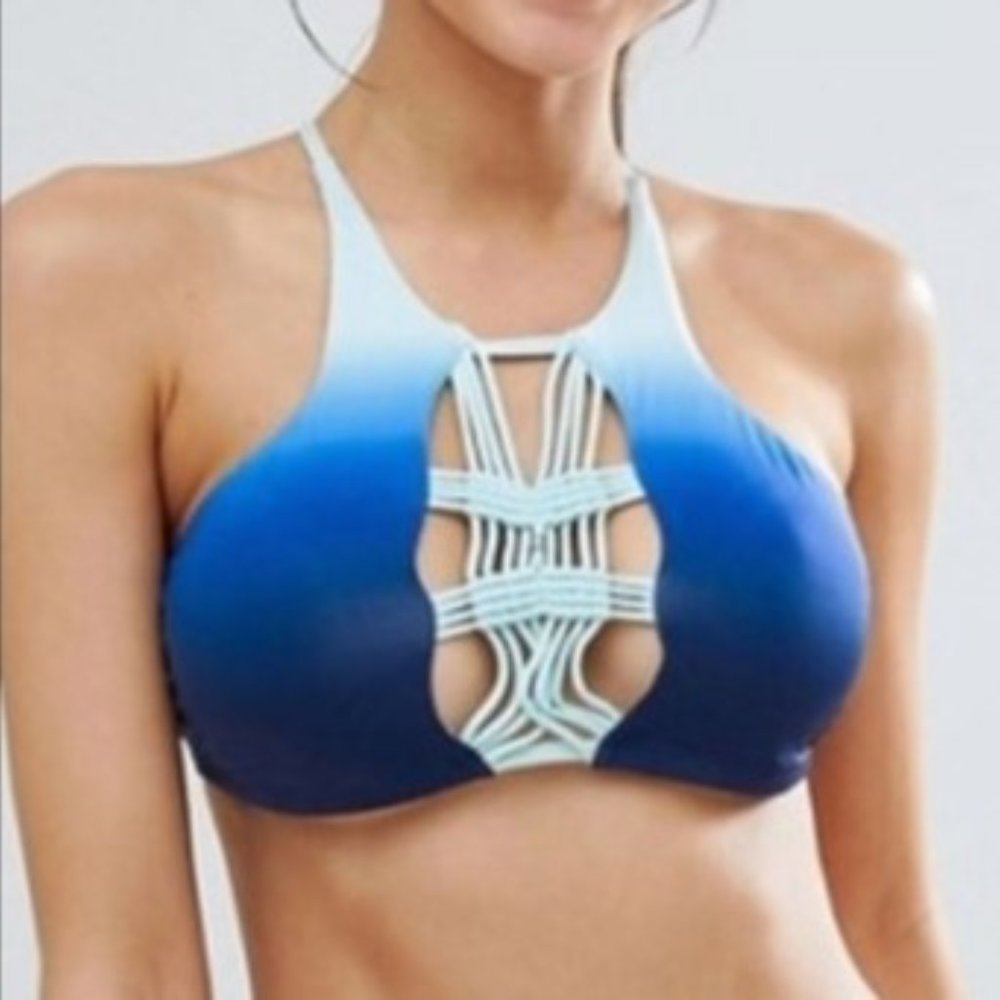 Dolce Vita High Neck Blue Ombre Halter Bikini Top